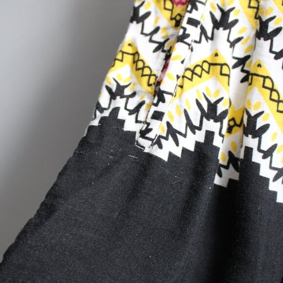 Anthropologie Laverna Print Black Multicolor Linen Blend Paperbag Shorts Medium - Picture 4 of 10